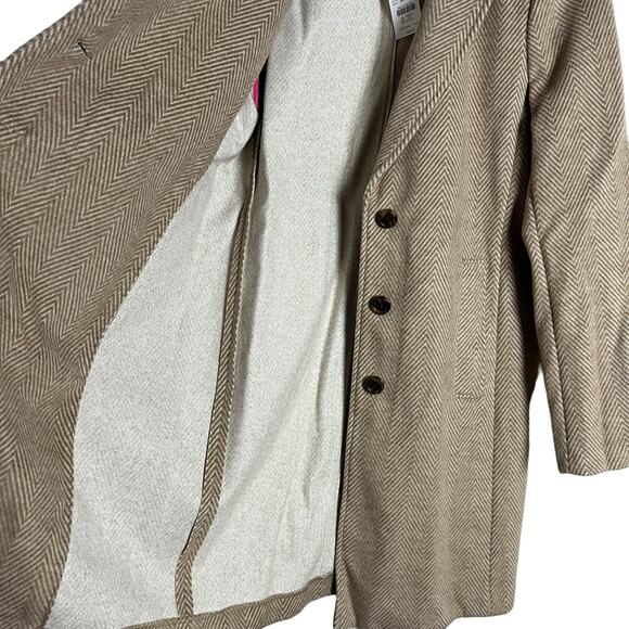 J.Crew Tan White Herringbone Single Breasted Overcoat Size 6 - Picture 5 of 11